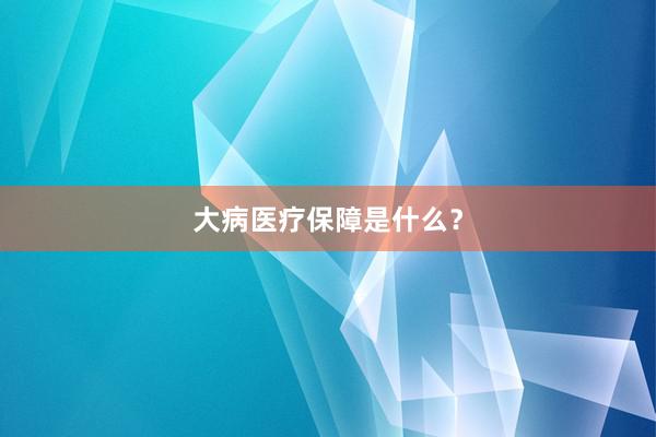 大病医疗保障是什么？